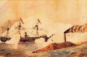Robert W. Weir U.S.S.Richmond vs. C.S.S.Tenessee,Mobile Bay oil on canvas